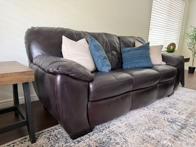 Leather Sofa & Loveseat Set - Brown, Comfortable, Durable