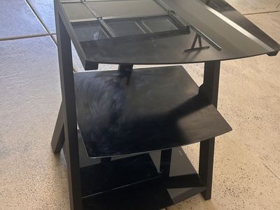 Universal Black Glass TV Stand with 3 Shelves - Sleek Entertainment Center Console