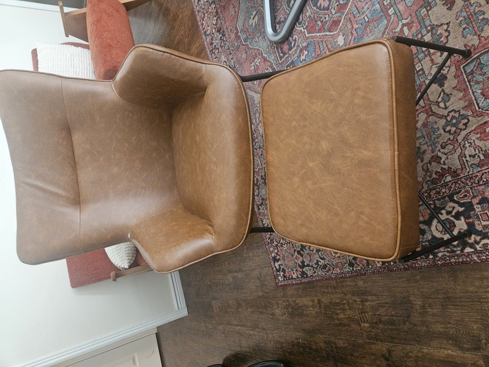 Chair w/ ottoman. Faux Leather