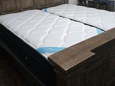 Split King Mattress with Heavy Duty Wooden Bed Frame and adjustable bed base