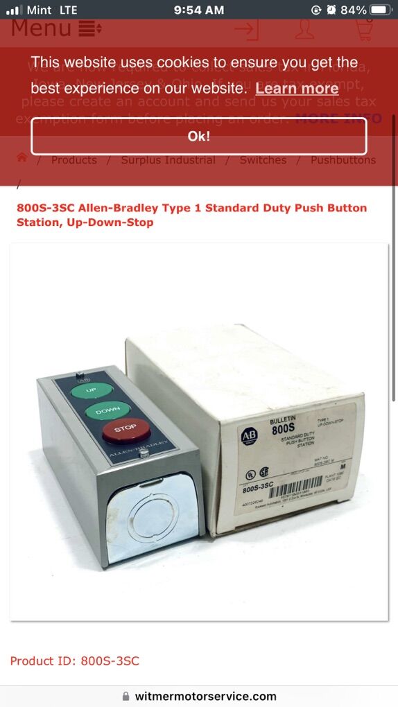 2 Allen Bradley Up Down Stop Button Switch Control