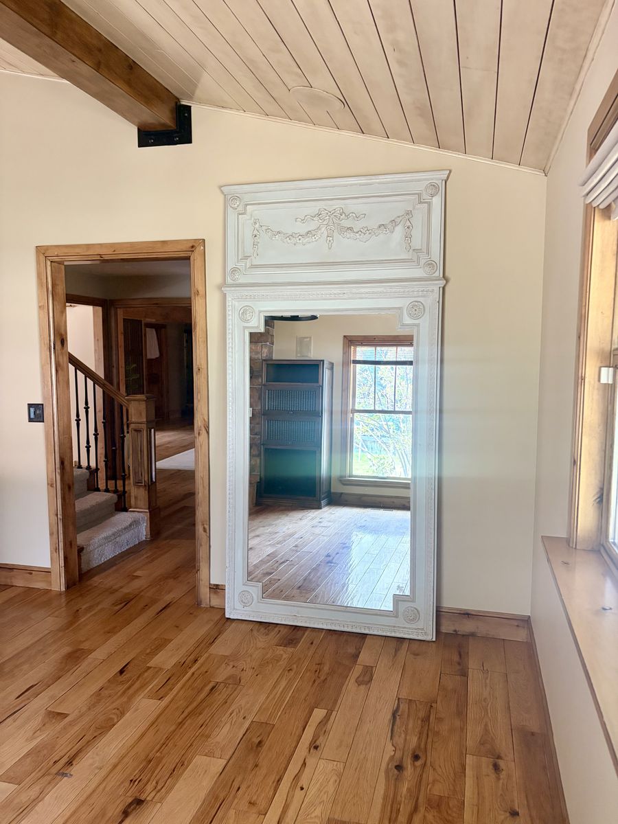 French Louis XVI-Style Trumeau Mirror - 8 ft Tall- Gustavian Gray