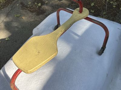 Vintage Wooden and Metal Riding Scooter Toy