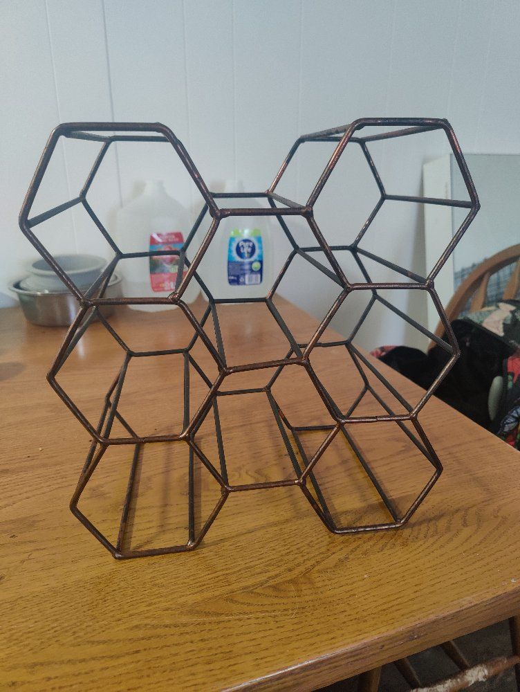 Geometric Hexagon Metal Wine Rack - Holds 8 Bottles, Bronze Finish $20obo