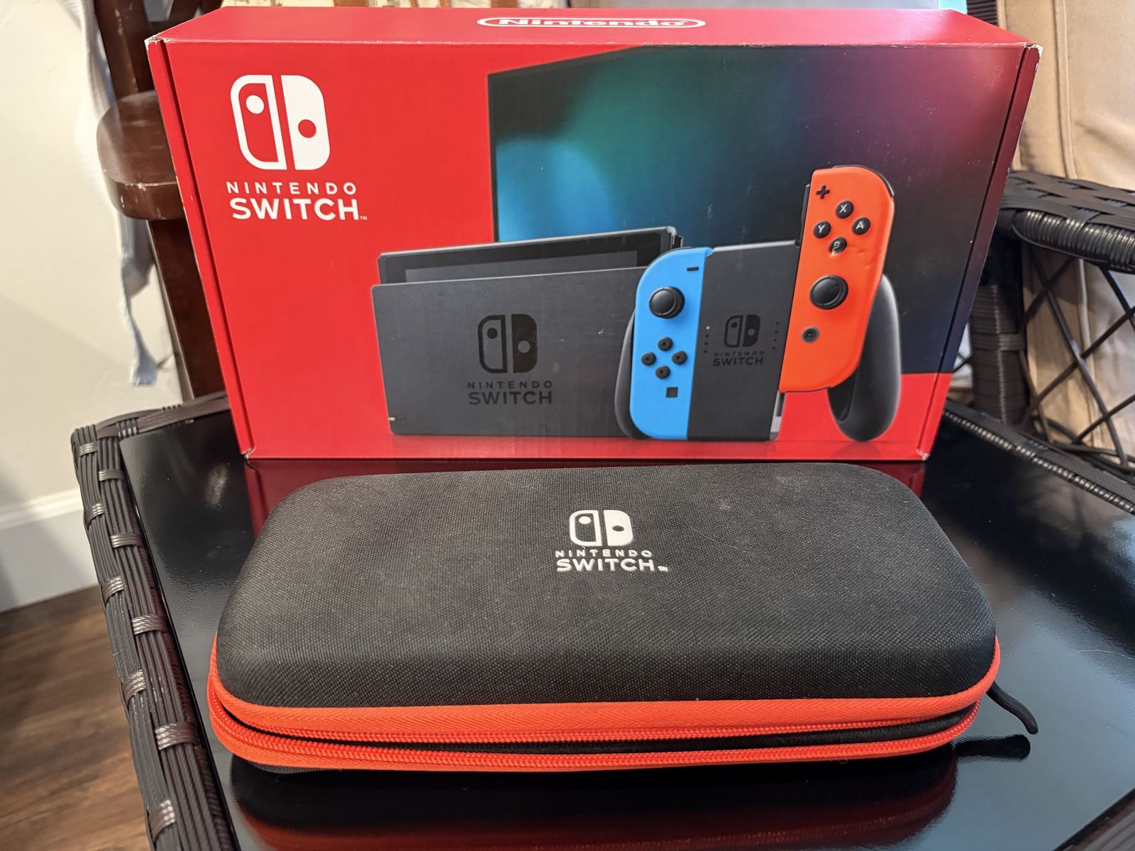 Nintendo Switch Console with Extra Neon Red & Blue Joy-Cons & Carrying Case