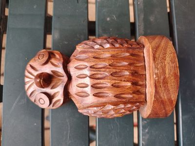 Matr Boomie Hand-Carved Wooden Owl Figurine Made in India
