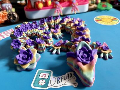 3D Printed Print Printing Rainbow Flower Lotus Pastel DRAGON ADHD AUTISM Fidget Fidgets Toy Toys Dragon