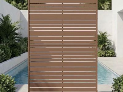 NEW - 72"x47" Galvanized Steel Room Divider, 6-Panel Wide-Narrow Slat Privacy Screen