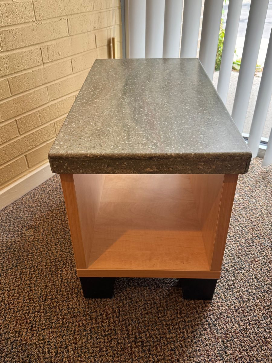Pair of Maple Wood  End Table with Faux Stone Top & Open Storage