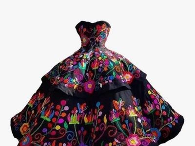 Beautiful Black Floral Quinceanera Dress