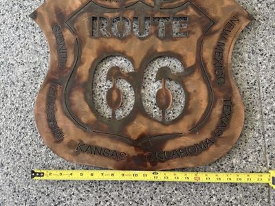 Rustic Metal Route 66 Sign - Wall Decor with State Names, ~12 inch