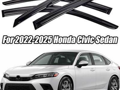 Window Visors for 2022-2025 Honda Civic Sedan - Dark Smoked, Rain Guard Vent Deflector