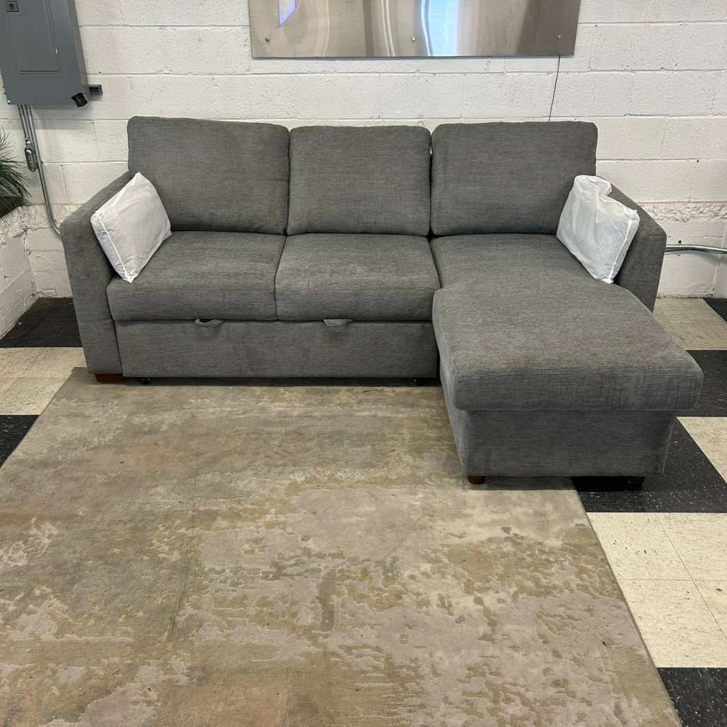 LIKE NEW!! COSTCO CODDLE LUKE FABRIC SLEEPER SOFA W/ REVERSIBLE CHAISE & STORAGE!!