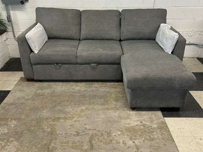 LIKE NEW!! COSTCO CODDLE LUKE FABRIC SLEEPER SOFA W/ REVERSIBLE CHAISE & STORAGE!!
