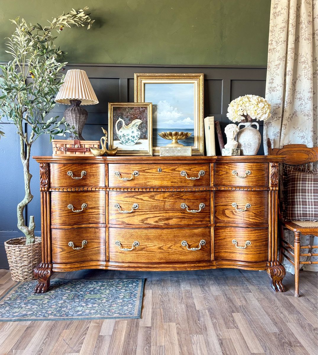 *FREE DELIVERY* Vintage Oak French Bow Front Dresser