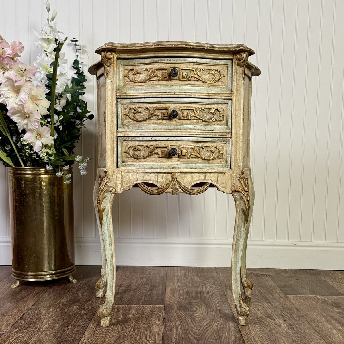 French Provincial Hand-Painted Nightstand / Chest
