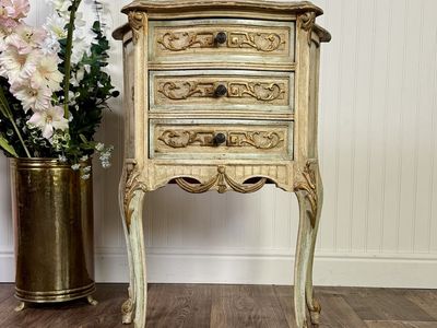 French Provincial Hand-Painted Nightstand / Chest