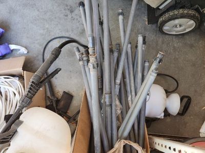 Lot of Used PVC Sprinkler Risers and Pipes in Box