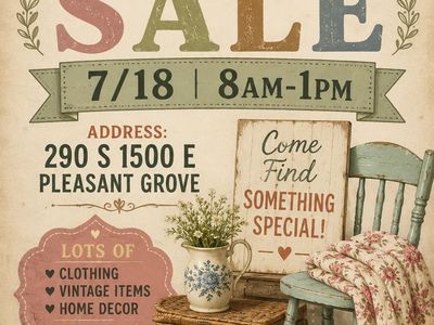 Yard Sale - Clothing, Vintage, Home Decor & More! Pleasant Grove 7/18 8 AM - 1 PM