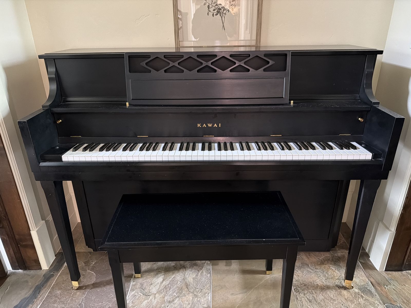 Black Kawai Upright Piano