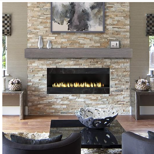 Pearl Mantels NC-72 LITRIVER Zachary Non-Combustible Natural Wood Look Shelf, 72", Little River Finish