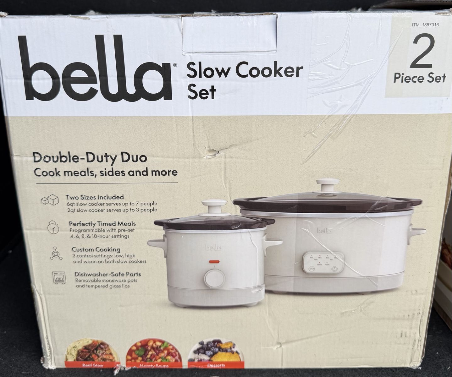Bella Double-Duty Duo Slow Cooker Set 2-Piece 6qt and 2qt
