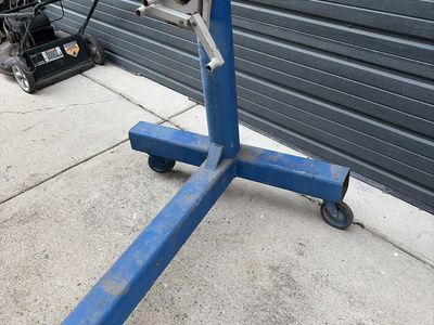 Heavy-Duty Blue Engine Stand with Wheels - Automotive Repair Tool