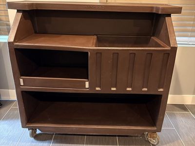 Cambro Brown Portable Bar/Service Cart with Wheels - Durable Plastic Design