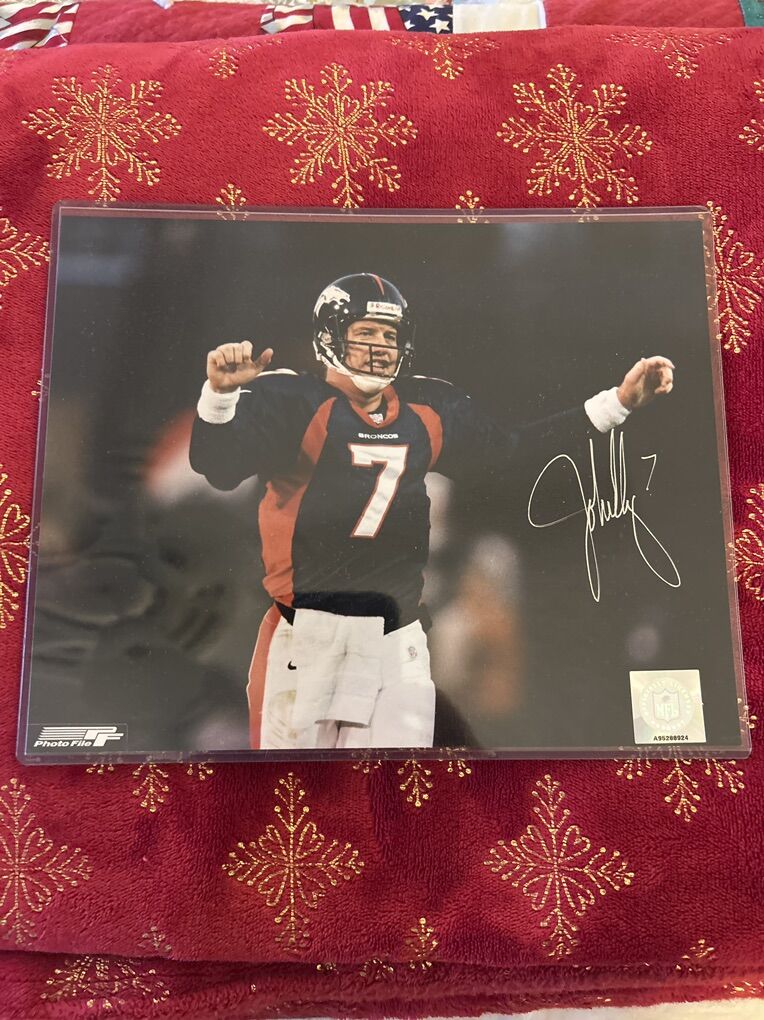 John Elway Denver Broncos Signed Football Auto COA