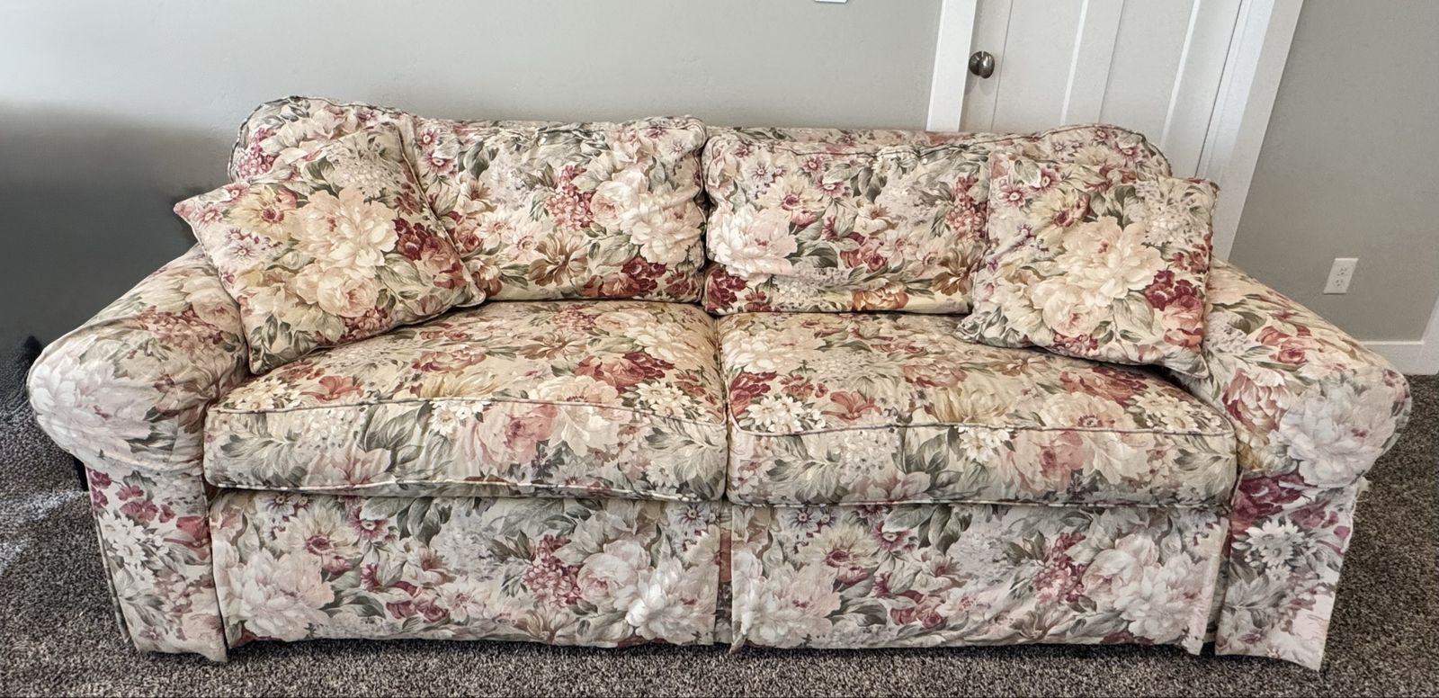 Floral Fabric Loveseat Sofa - Good Condition