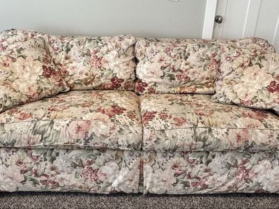 Floral Fabric Loveseat Sofa - Good Condition