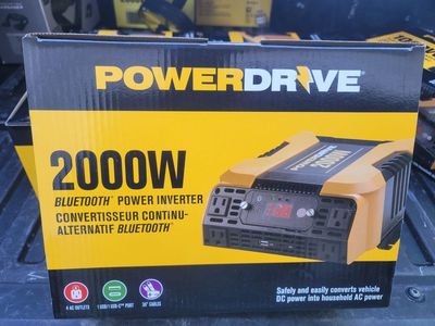 PowerDrive PD2000 2000W Bluetooth Power Inverter - Modified Sine Wave, 4 AC Outlets, USB-A & USB-C
