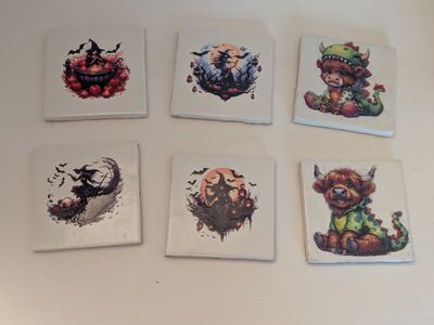 Holiday Halloween Coasters/Highland Cows