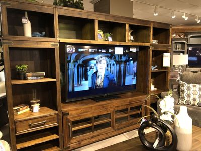 Large Wood Entertainment Center/Media Console with Shelving and Storage