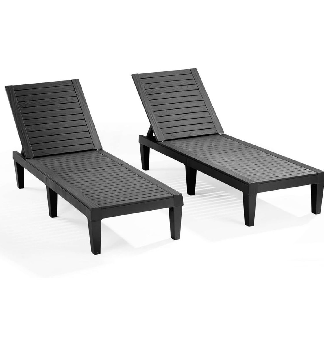 Nestl Patio Chairs - Black Chaise Lounge Chair Outdoor, 5-Position Adjustable Sun Tanning Chair
