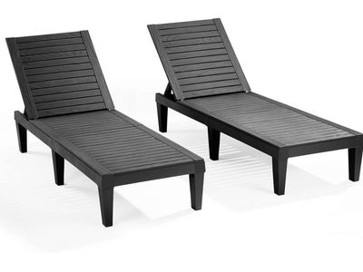 Nestl Patio Chairs - Black Chaise Lounge Chair Outdoor, 5-Position Adjustable Sun Tanning Chair