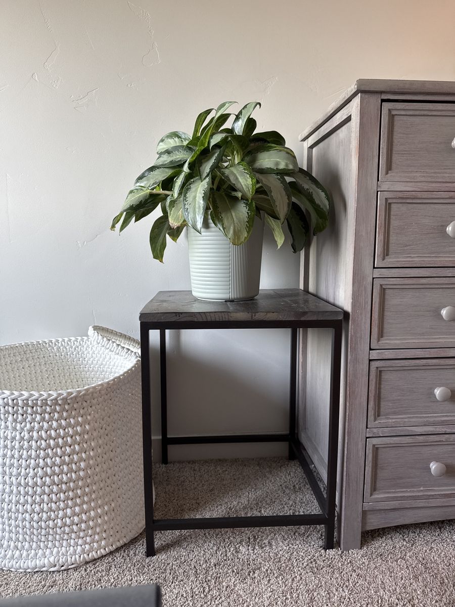 Industrial Style Wood Top End Table / Side Table, Rustic Accent Furniture