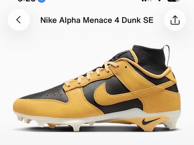 Nike Alpha Menace 4 Dunk SE Men's Football Cleats, Black/Gold, Size 7
