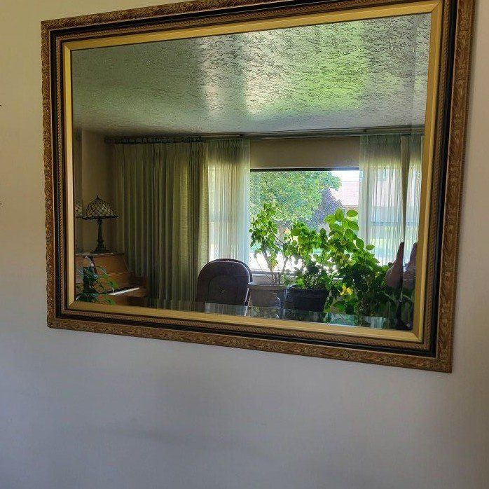 Large Ornate Gold and Black Framed Wall Mirror