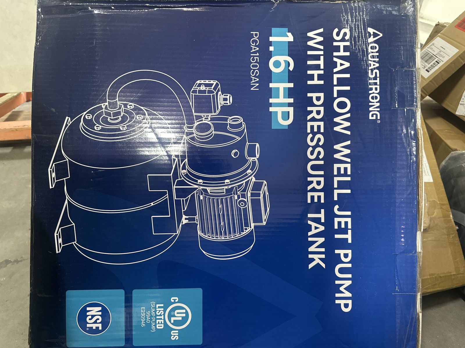 Aquastrong 1.6 HP Shallow Well Jet Pump with Pressure Tank PGA150SAN 115V