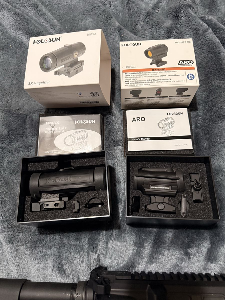 HOLOSUN HM3X 3X Magnifier and ARO MRS-RD Red Dot Sight Combo - Like New