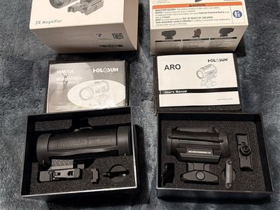 HOLOSUN HM3X 3X Magnifier and ARO MRS-RD Red Dot Sight Combo - Like New