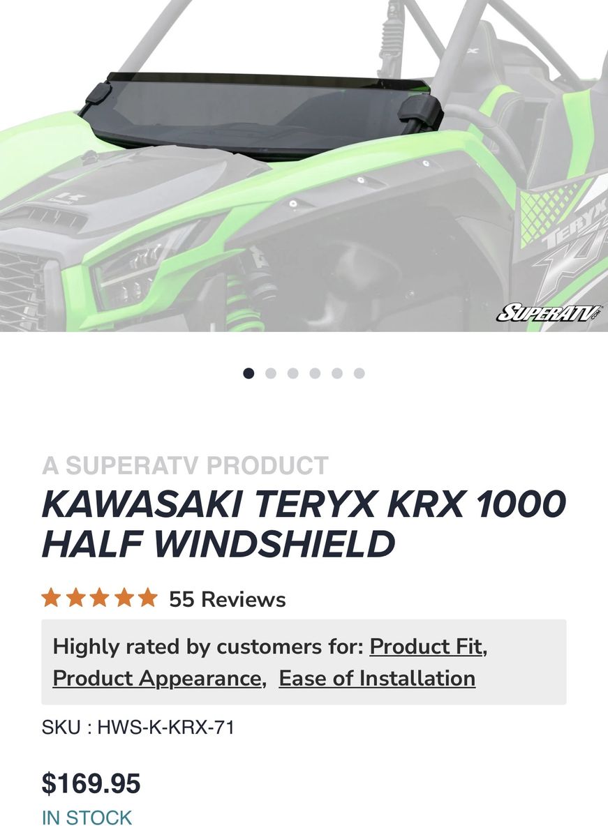 Kawasaki Teryx KRX Half Windshield