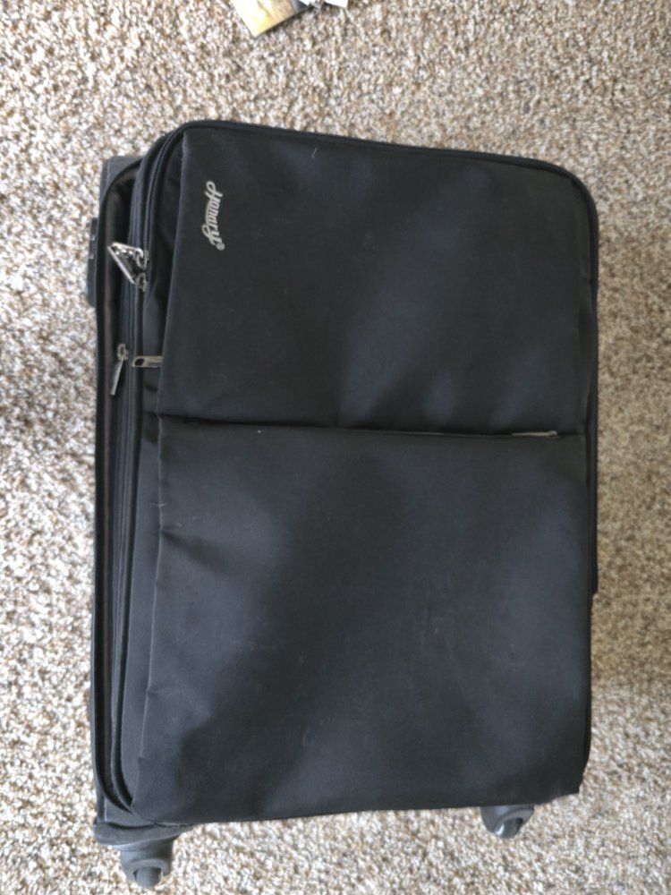 24" Black Rolling Suitcase Luggage with Wheels and Compartments