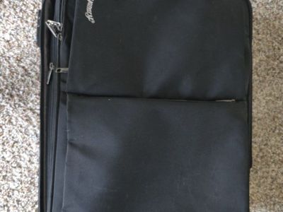 24" Black Rolling Suitcase Luggage with Wheels and Compartments