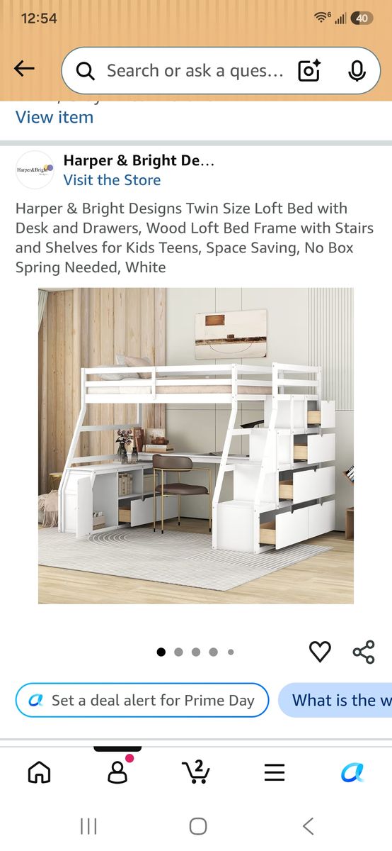 Kids Twin Bed+Shelves+Desk+Mattress