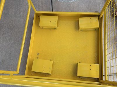 Yellow Steel Forklift Safety Cage Platform Work Basket