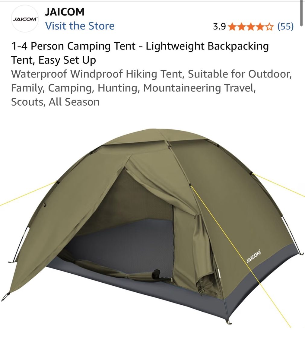 JAICOM 2-Person Lightweight Backpacking Camping Tent - Waterproof & Windproof
