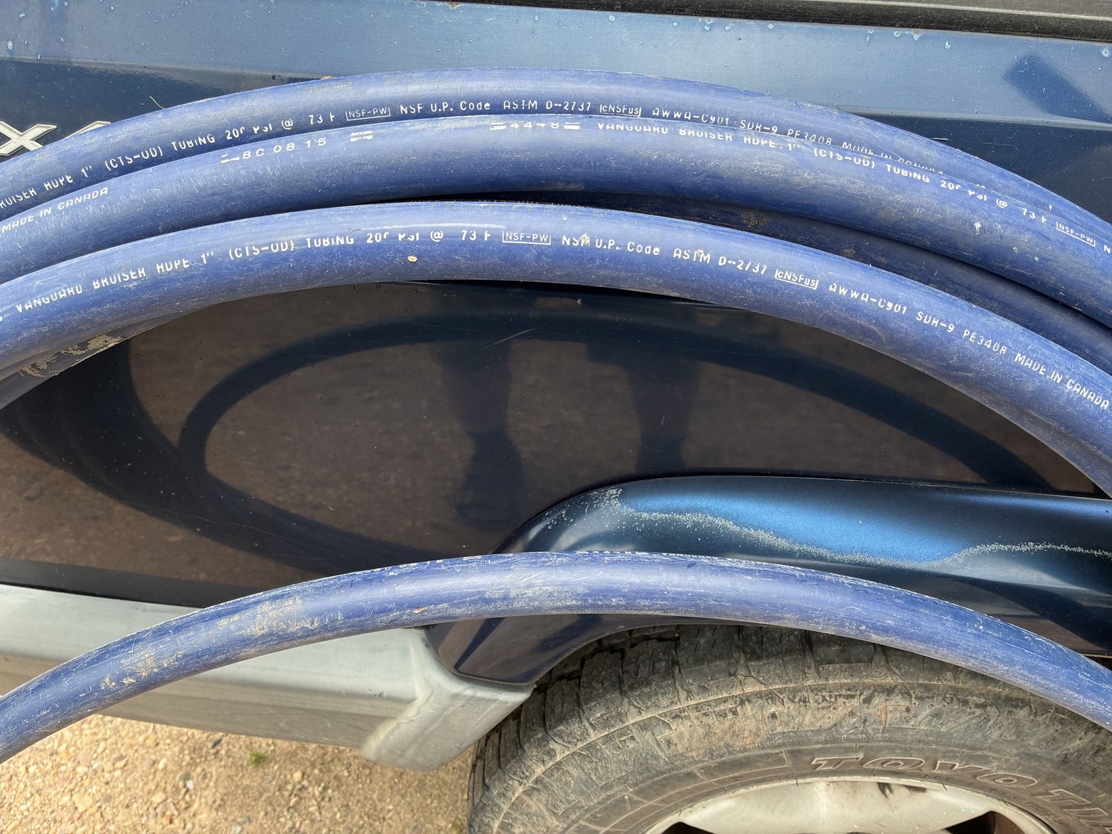 120 feet of Vanguard Bruiser HDPE 1" CTS-OD Tubing 200 psi NSF-PW Blue Made in Canada