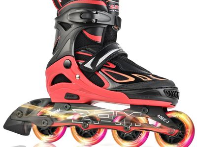 2PM SPORTS Vinal Inline Skates for Girls Boys Kids Ages 5-8 8-12 with Adjustable Illuminating Wheels, Inline Roller Skates